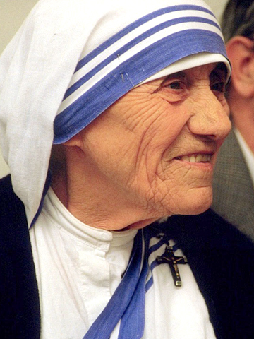 Mother Teresa, 1986 Túrelio, Creative Commons Attribution 2.0 Germany via Wikimedia Commons