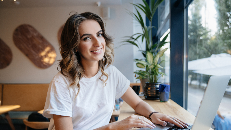 woman working at a computer