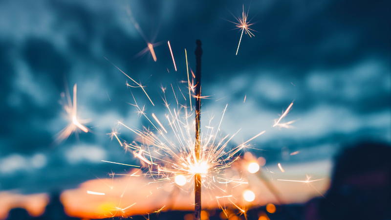 sparkler celebrating the new year and new goals